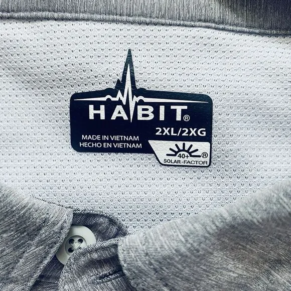 Habit Mens 2XL Heathered Gray Fishing UPF 40+ Vented Outdoor Camping Hike Shirt - Picture 3 of 16